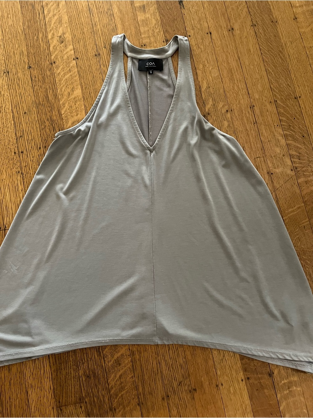 COA Vintage Relaxed V-Neck Racerback Tank Top in Light Gray